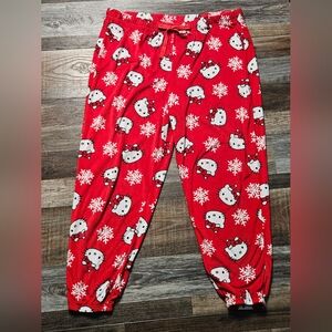 Hello Kitty Red Pajama Bottoms with Snowflakes
